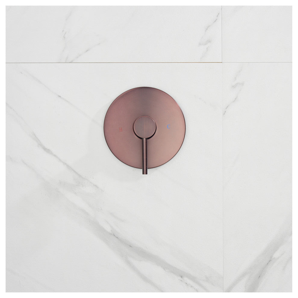 Wall Mount Shower Faucet With Rough-In Valve, Brown
