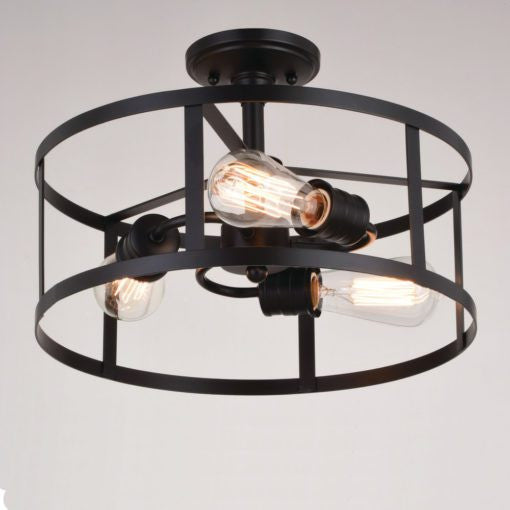 Akron 15" 3 Light Semi-Flush Mount Oil Rubbed Bronze