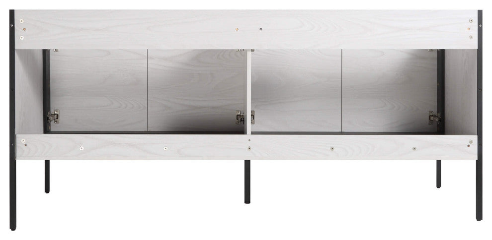 Oakville Bath Vanity, Ceramic Sink, Mild Grey Oak, 72 Inch, Black Hardware