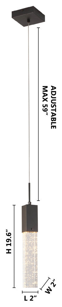 Matte Black Single Pendant Lighting With Clear Crystal