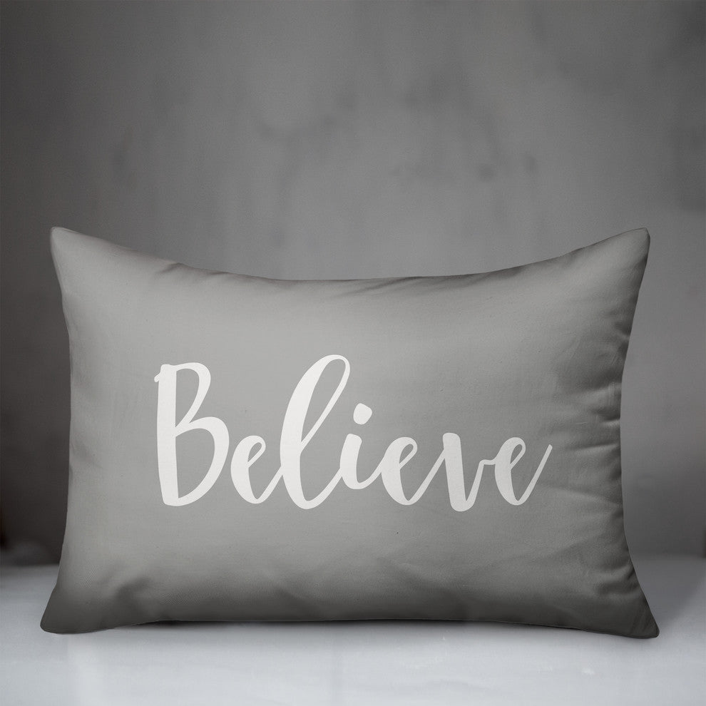Believe, Believe Gray 14x20 Lumbar Pillow