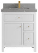 Sonoma 30 Single Sink Reeded Bath Vanity in White 2" Piatra Gray