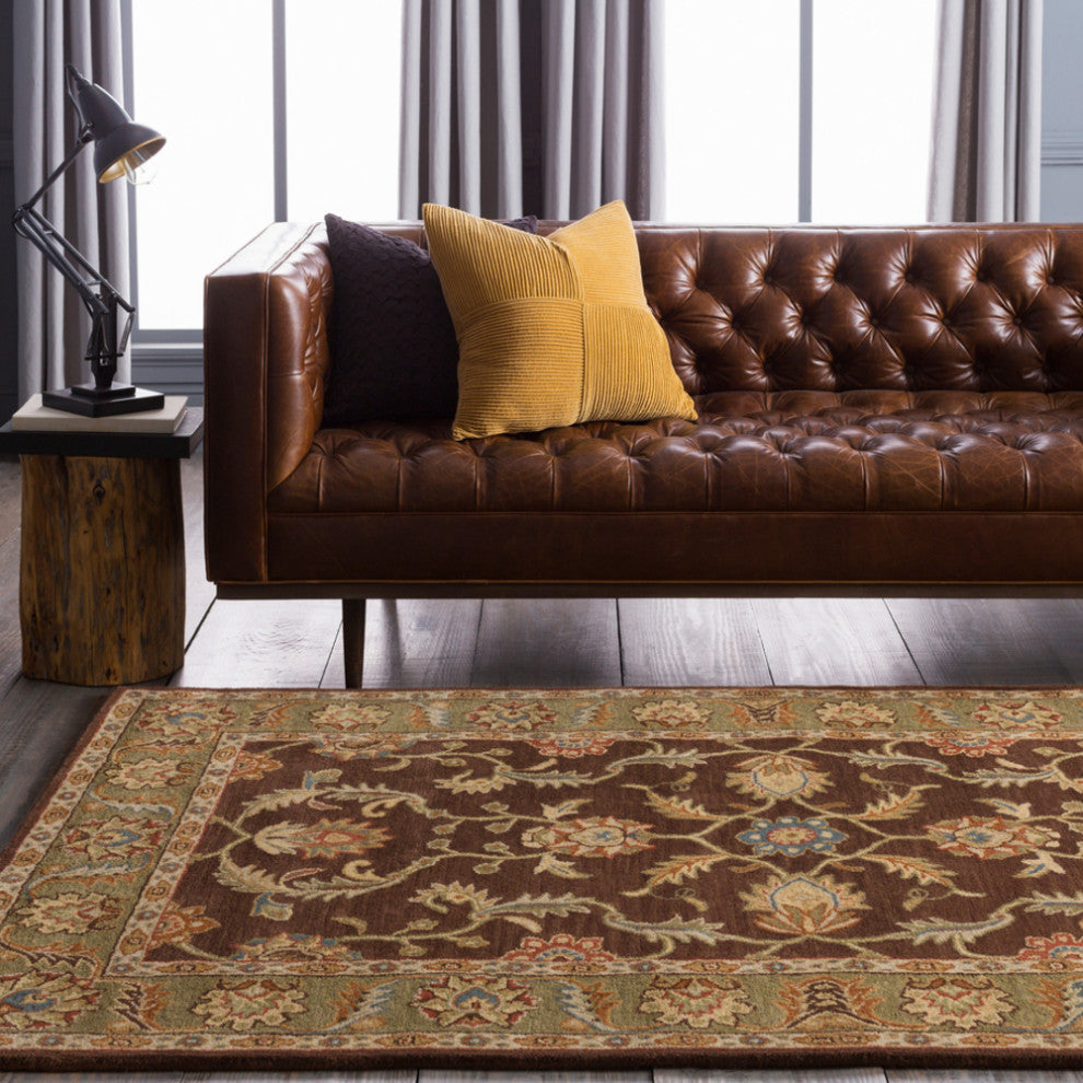 Surya Caesar CAE-1007 Traditional Area Rug, Dark Brown, 3'' x 12'' Runner