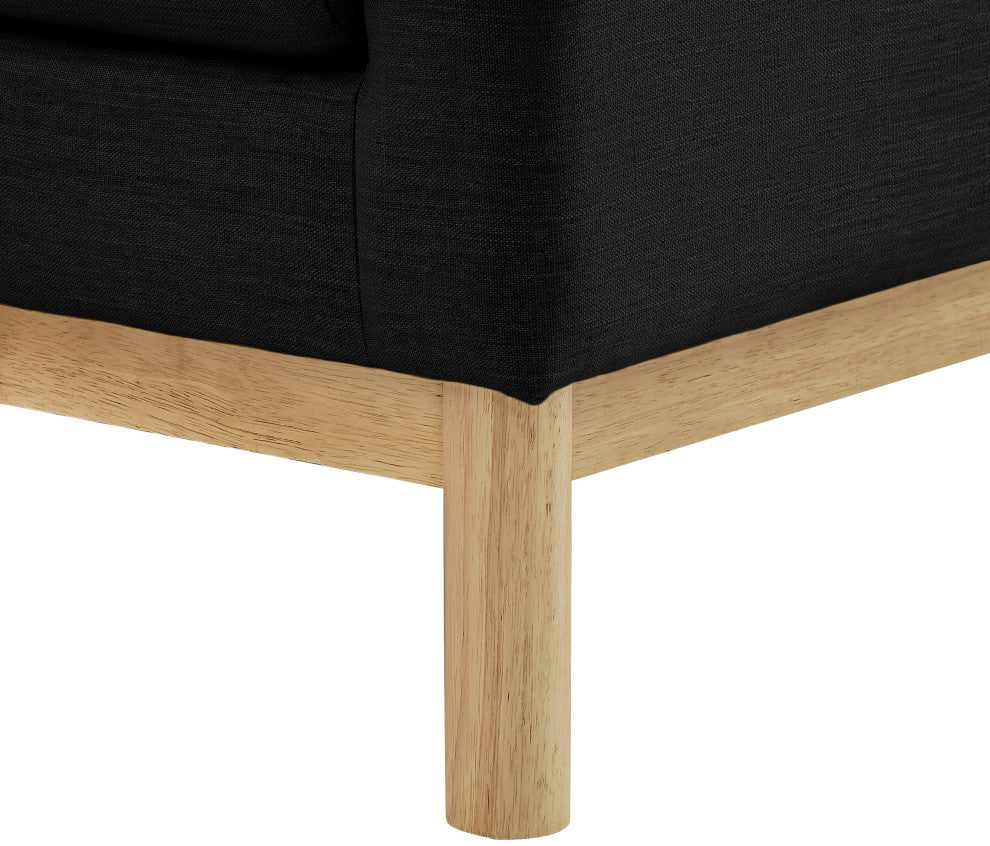 Langham Linen Textured Fabric Upholstered Chair, Black