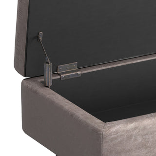 Owen Rectangular Storage Ottoman, Distressed Gray Taupe Faux Air Leather
