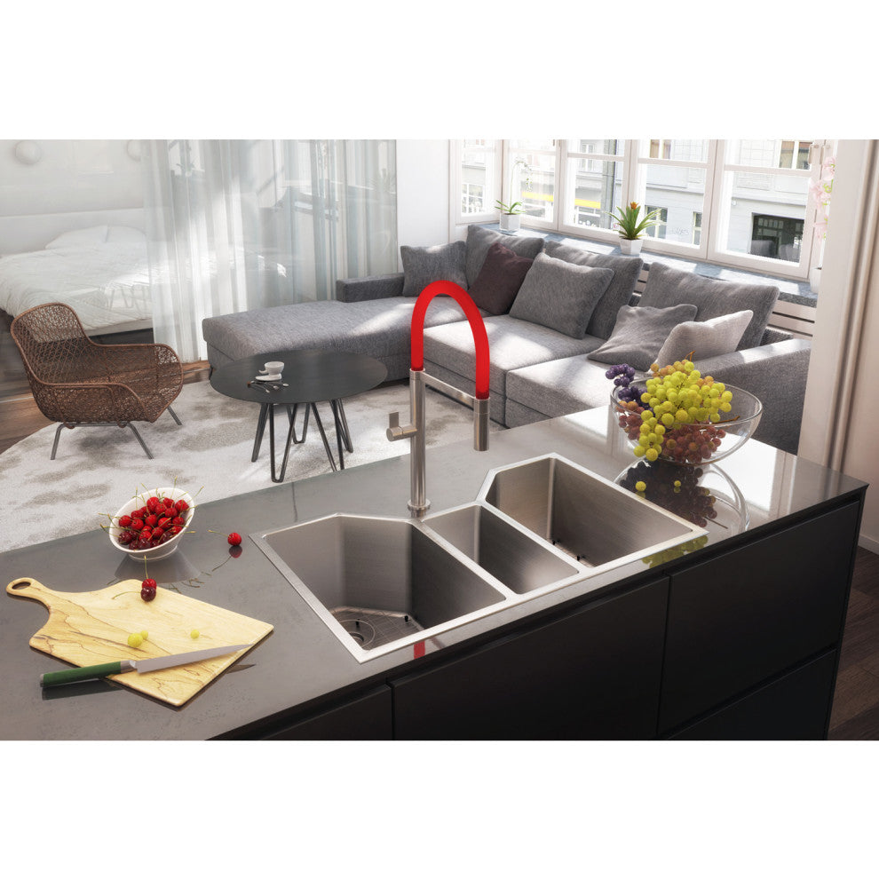 Ruvati RVH8500 35" Undermount Stainless Steel Kitchen Sink Triple Bowl