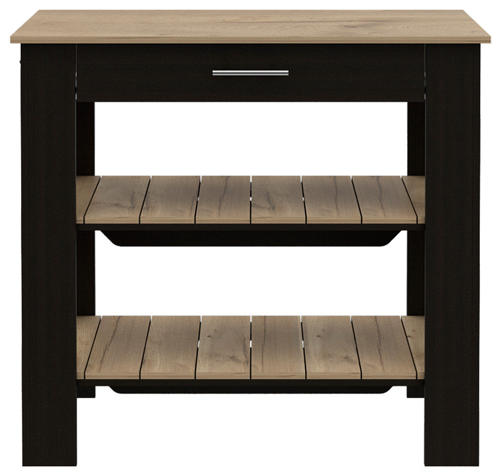 Delos 40Kitchen Island, Black / Light Oak