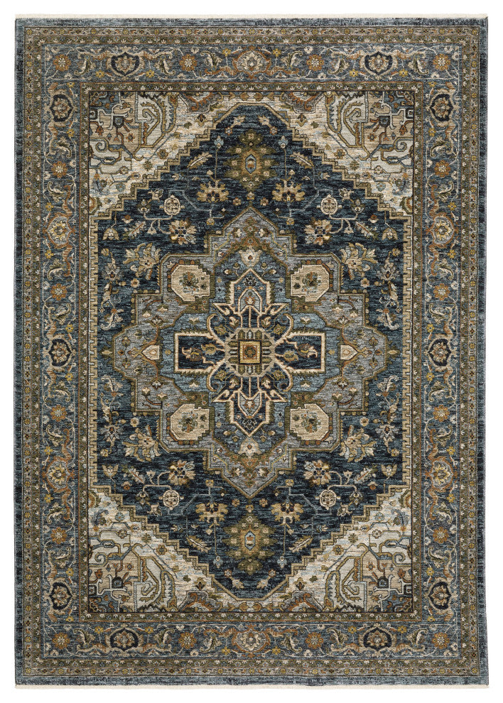 Augustus Center Medallion Indoor Area Rug, Blue, 7'10"x10'10"
