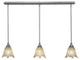 3 Light Mini Pendant In Brushed Nickel, 7" Vanilla Leaf Glass