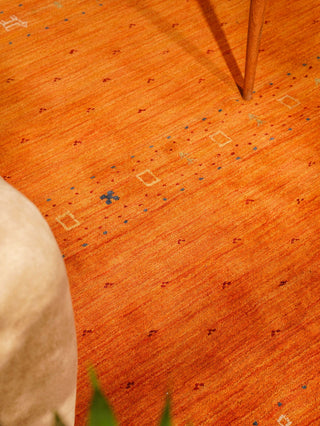 HAND KNOTTED LOOM WOOL ECO-FRIENDLY AREA RUGS- Rectangle, Orange, Contemporary