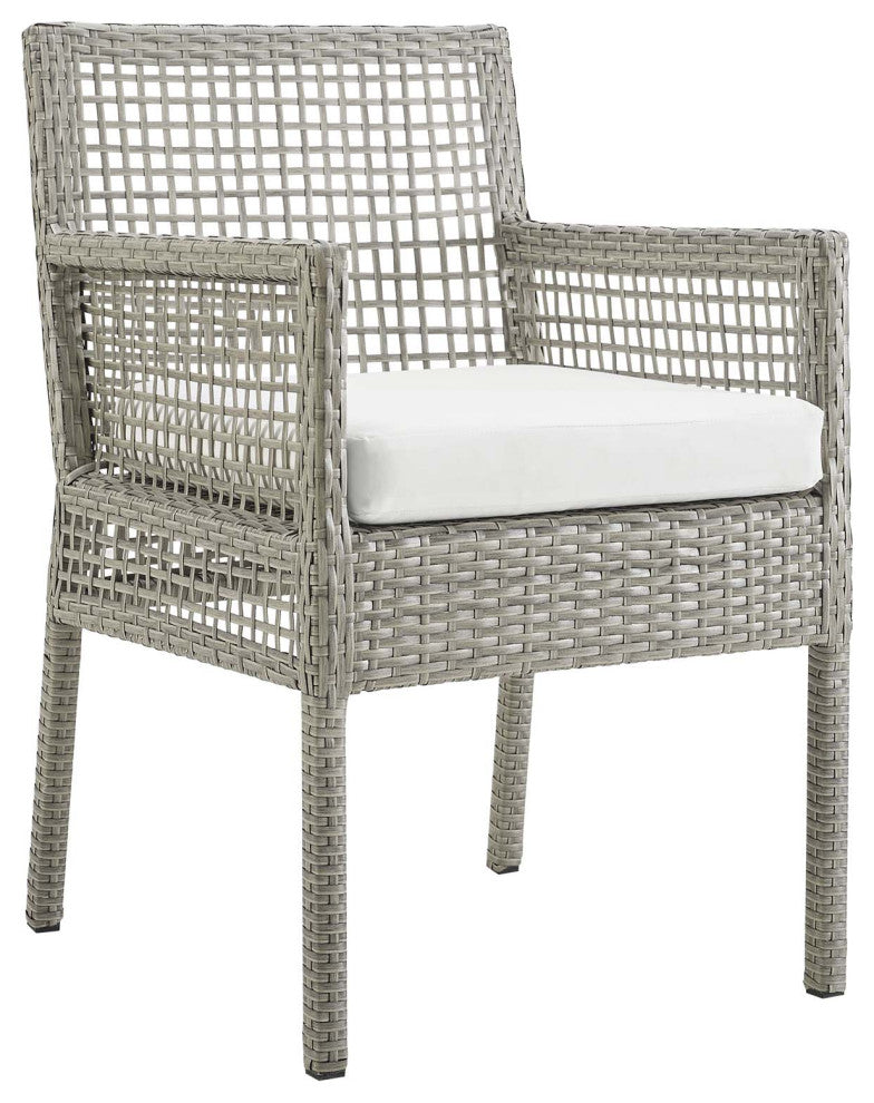 Aura Outdoor Patio Wicker Rattan Dining Armchair, White
