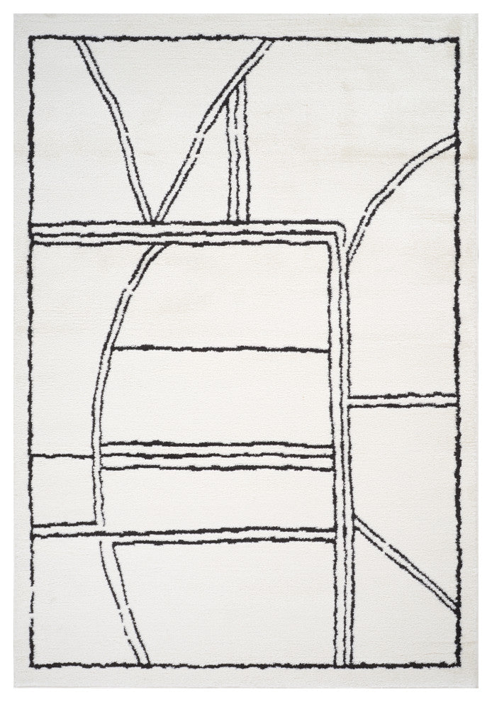 Monotone Moroccan White -1 Power-Loom Area Rug 5' x 7'6"