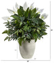 34" Mixed Spathiphyllum Artificial Plant, White Planter