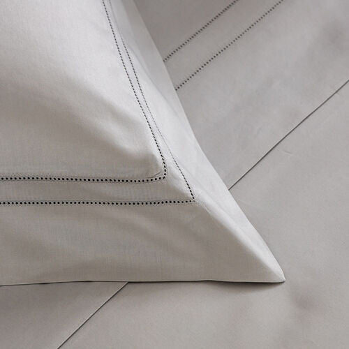 Frette Doppio Ajour Double Hemstitch King Duvet Cover Set, Gray