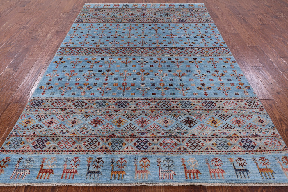 Handmade Tribal Persian Gabbeh Wool Rug 6' 6" X 9' 9" Q8252