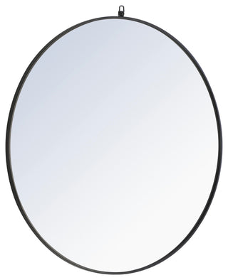 Home Living Metal Frame Round Mirror With Decorative Hook, 36", Black