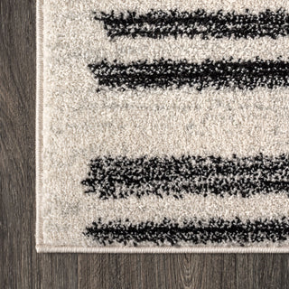 Khalil Modern Berber Stripe Cream/Black 9' Round Area Rug
