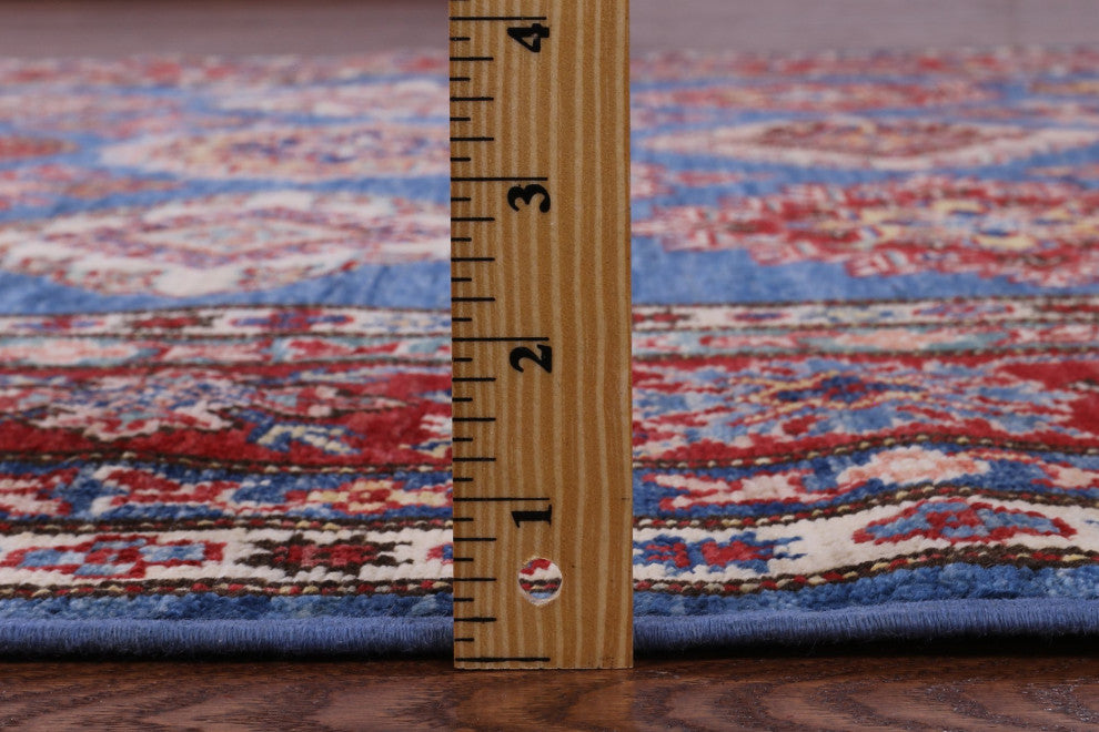 5' 10" X 8' 7" Geometric Super Kazak Hand-Knotted Wool Rug - Q12941