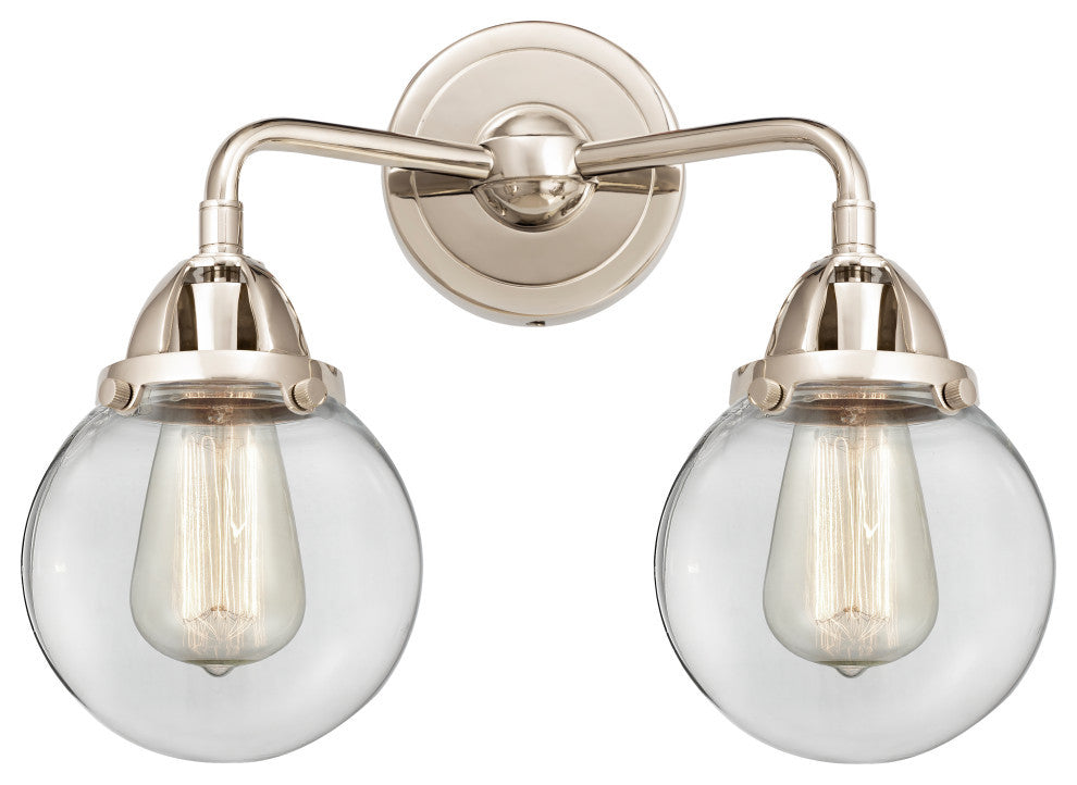 Beacon Bath Vanity Light, Polished Nickel, Clear, Clear