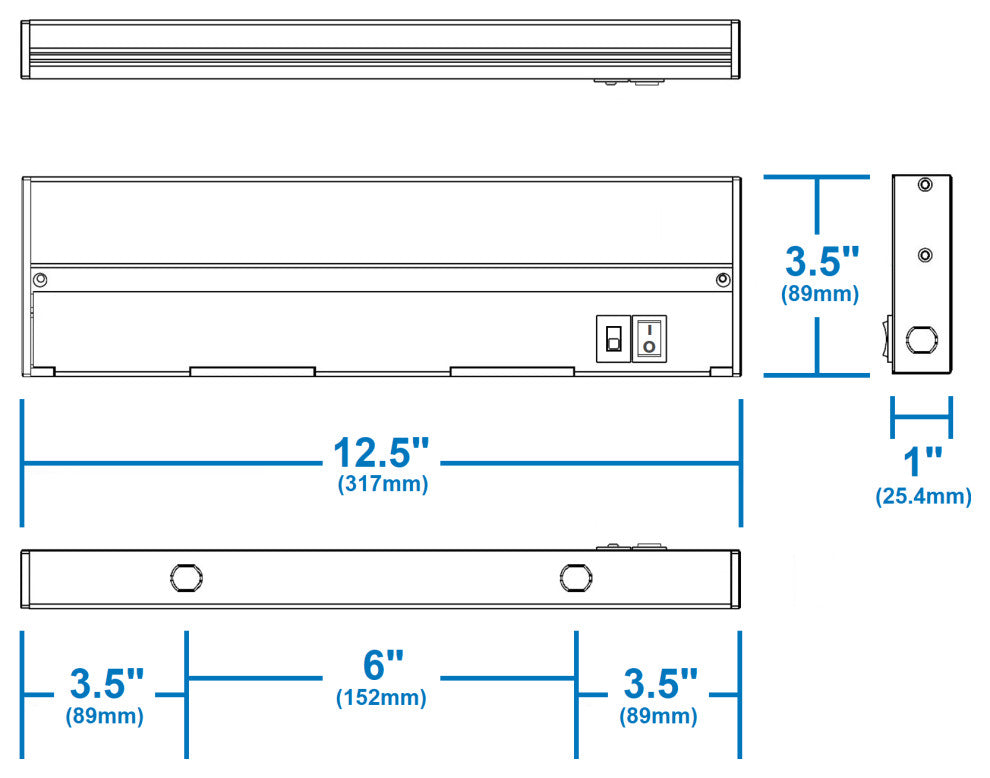 NUC-5 Series Selectable LED Under Cabinet Light, Black, 12.5