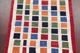 Consigned, Oriental Persian Style Hand-Knotted Gabbeh Area Rug, Beige, 4'3"X3'5"