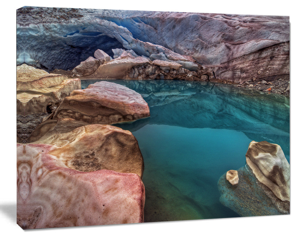 Beautiful Turquoise Melt Pool, Landscape Canvas Art Print, 20"x12"