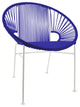 Concha Indoor/Outdoor Handmade Dining Chair, Deep Blue Weave, White Frame