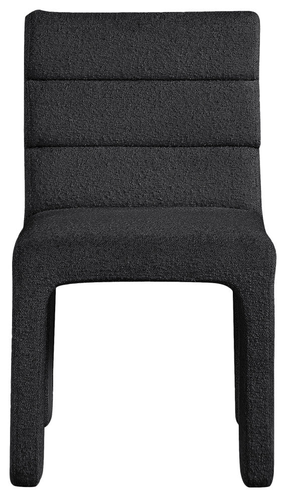 Kai Upholstered Dining Chair, Black, Boucle Fabric, Set of 2