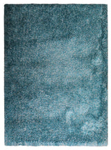 HAND TUFTED SHAG POLYESTER ECO-FRIENDLY AREA RUGS- Turquoise&White Color, Solid