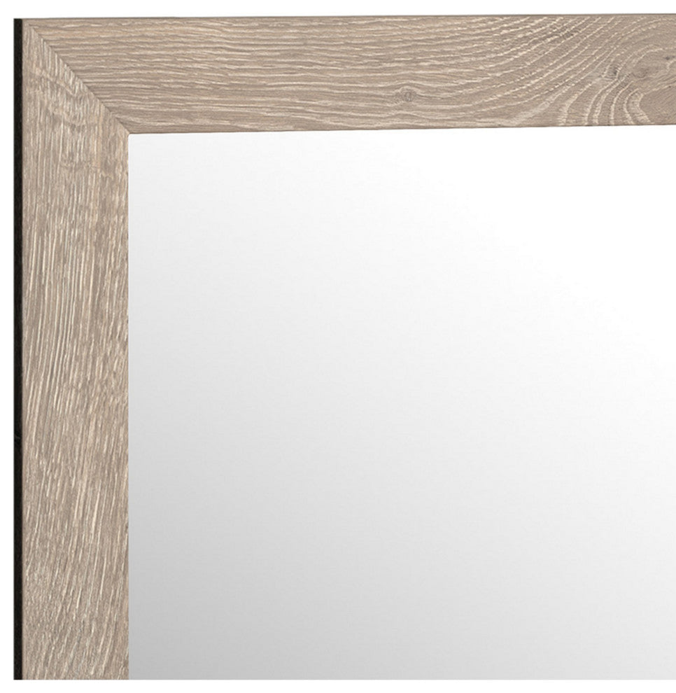Benzara BM241904 Bedroom Mirror With Grains and Rectangular Encasing, Oak Brown