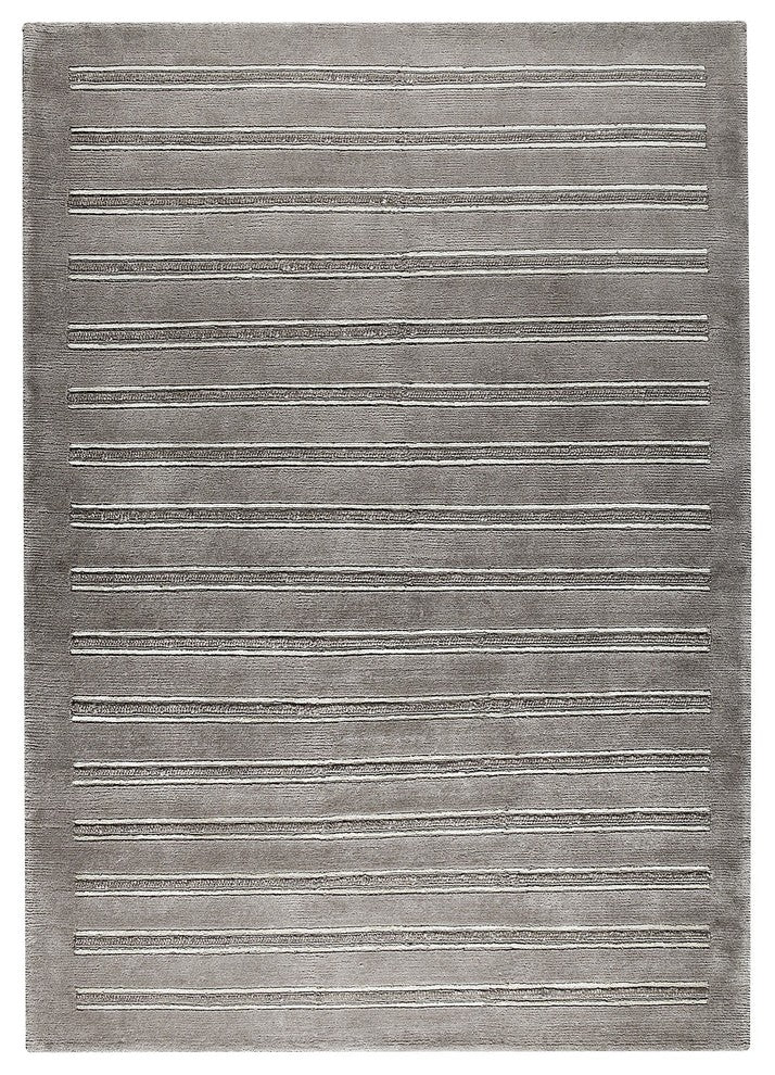 Hand Knotted Grey New Zealand Wool Area Rug, 5''6"x7''10"