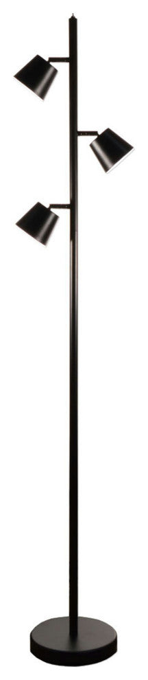 3 Light LED Floor Lamp, Matte Black Finish