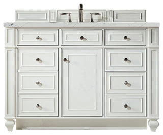 Bristol 48" Single Vanity, Bright White, w/ 3 CM Ethereal Noctis Quartz Top