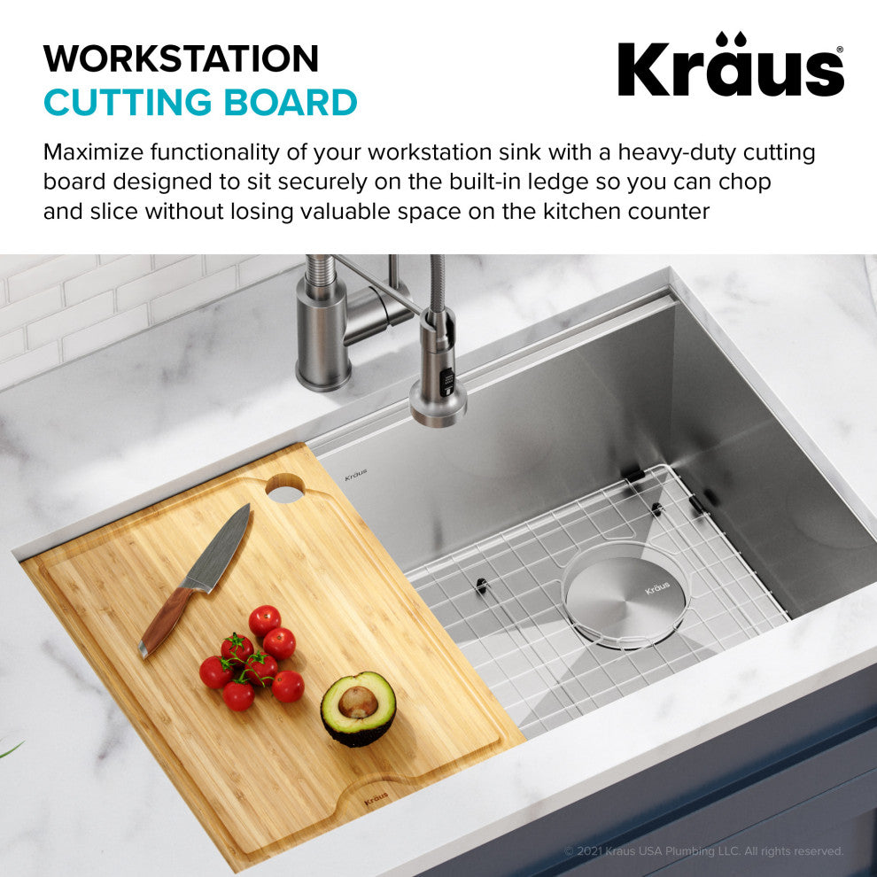 16.75" x 12" Solid Bamboo Cutting Board for Kitchen Workstation