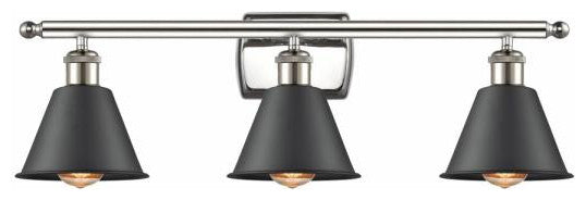 Innovations 516-3W-PN-M8-BK 3-Light Bath Vanity Light, Polished Nickel