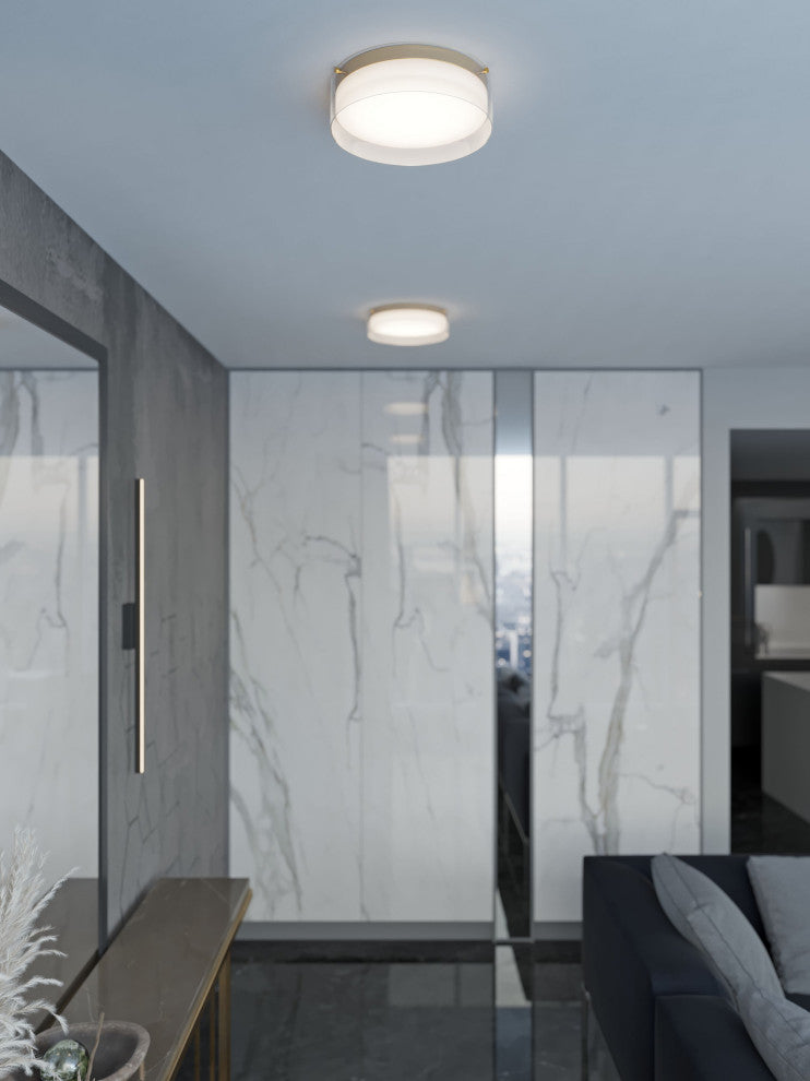 Studio 16" LED Ceiling Flush Mount, Satin Brass