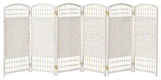 3 ft. Short Fiber Weave Room Divider White 6 Panels