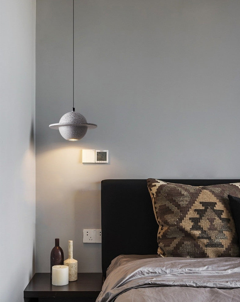 MIRODEMIÂ® Pierrefeu | Planet Saturn LED Industrial Decor Lighting, Grey Bottom Glow