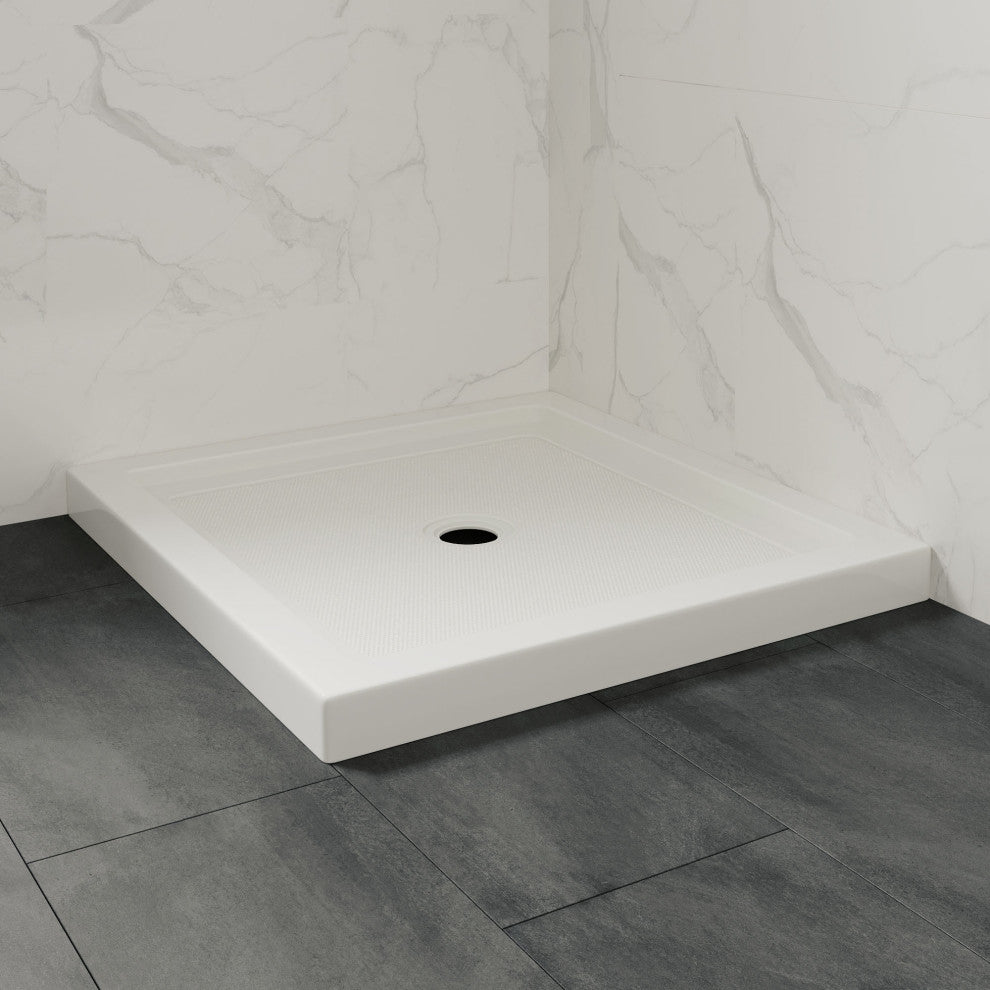 Ove Decors Erika Shower Base Rectangle, White, 36"x36", Center Drain