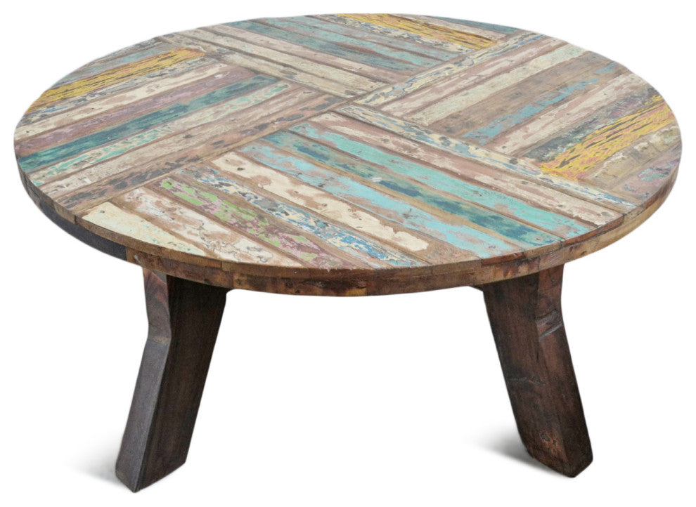 Reclaimed Round Boat Wood Coffee Table 1