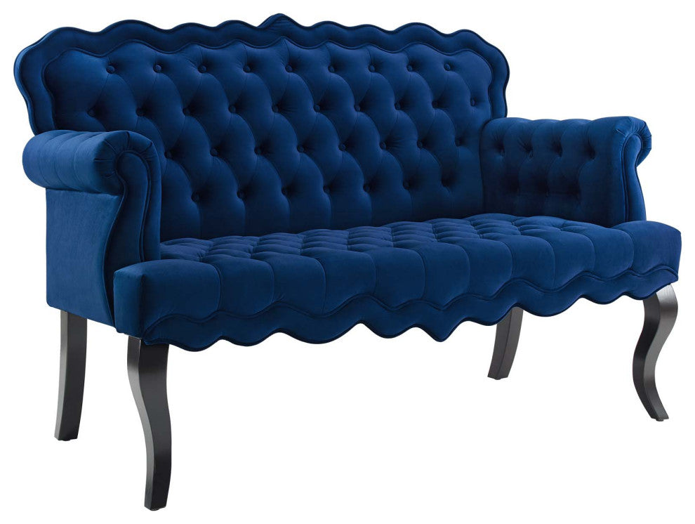Viola Chesterfield Button Tufted Loveseat Performance Velvet Settee