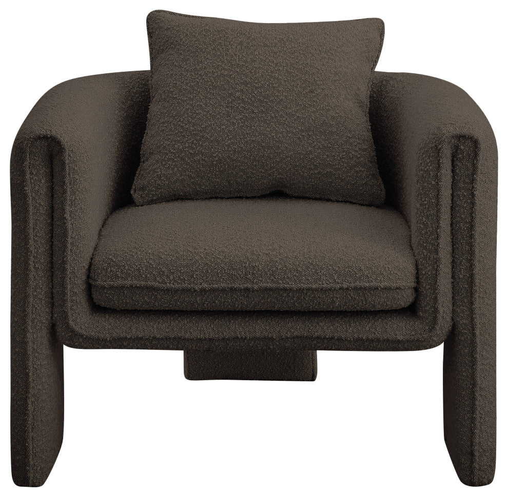 Stylus Boucle Fabric Upholstered Accent Chair, Brown