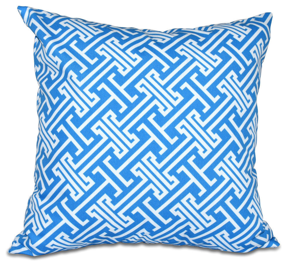 Leeward Key, Geometric Print Pillow, Blue, 18"x18"