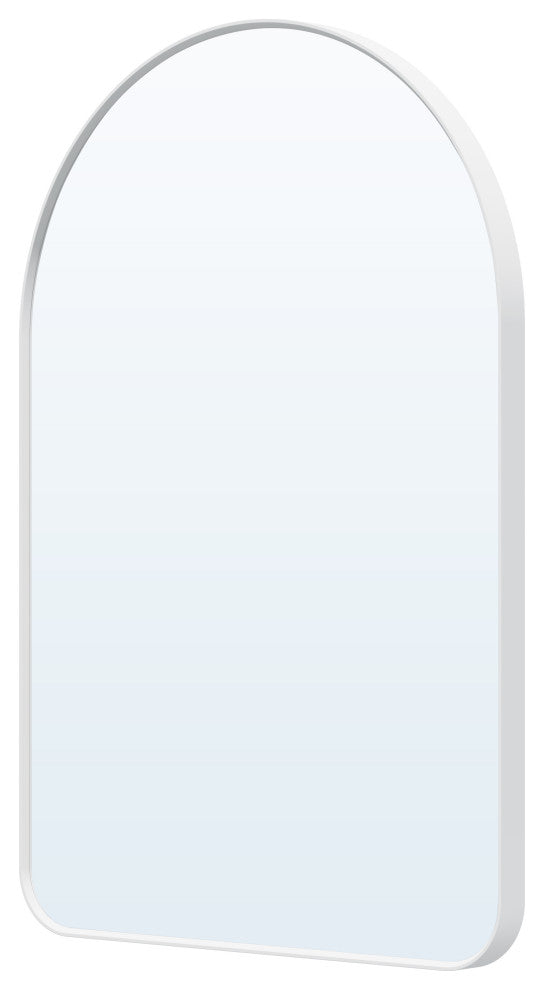 24"x36" Arched Bathroom Wall-mounted Mirror with Aluminum Frame, White