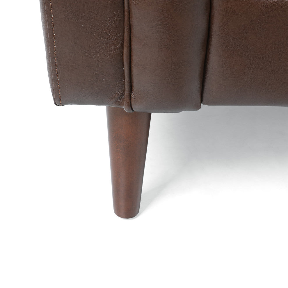 Jelm Contemporary Tufted Loveseat, Dark Brown, Pu + Birch