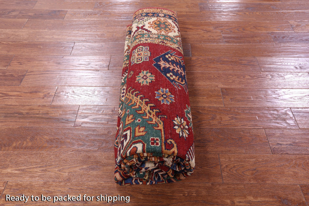 6' 10" X 9' 9" Super Kazak Hand Knotted Wool Rug - Q12936