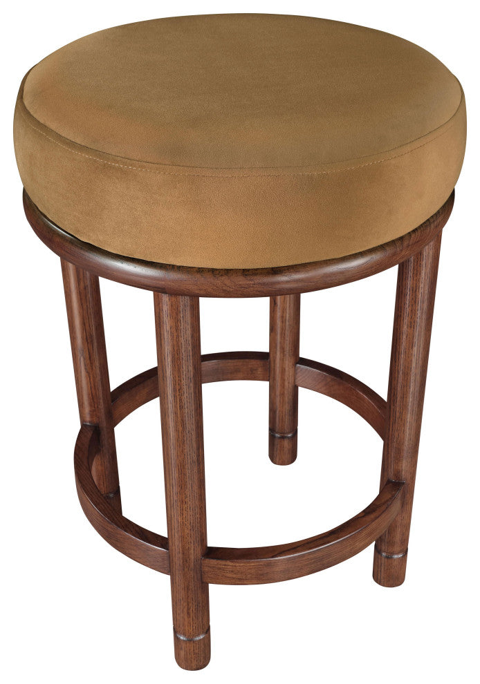 Monette Upholstered Bar and Counter Stool, Saddle, Velvet, Brown Finish
