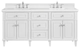 Lorelai 72" Double Vanity, Bright White, 3 CM White Zeus Top