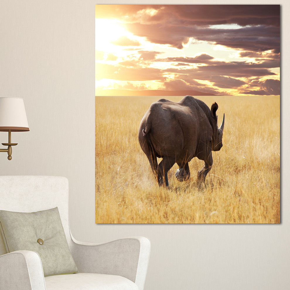 Giant Rhino under Bright Sky, African Wall Art Print, 30"x40"
