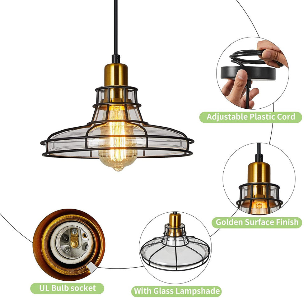 Rust Farmhouse Pendant Lighting Black Glass Pendant Lamp